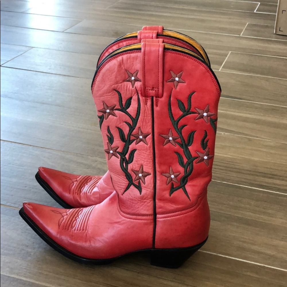 COPY - Red Leather Flower Cowboy/ Cowgirl Western Boots